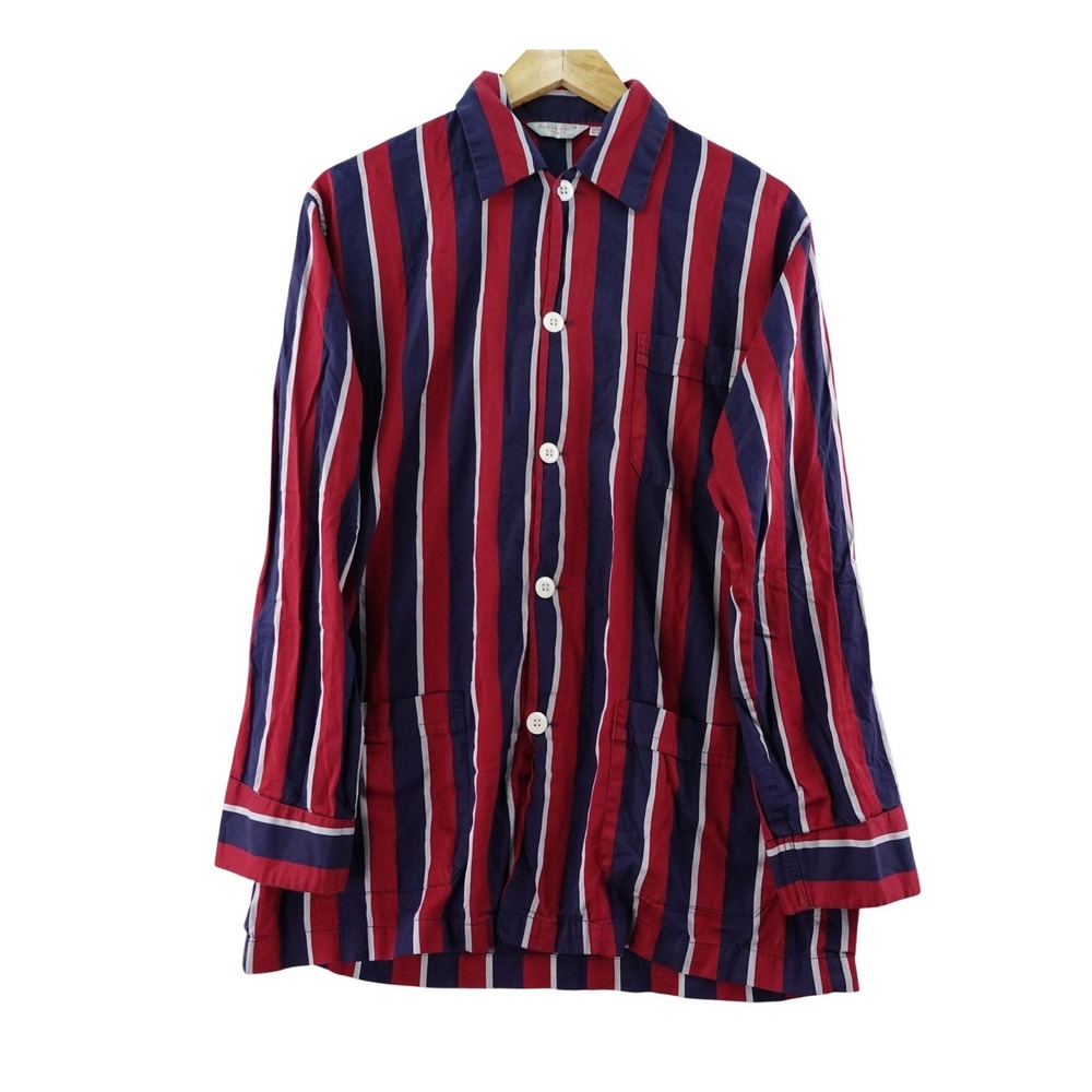 Derek Rose London Striped Shirt Mens S Button Front Long Sleeve Preppy